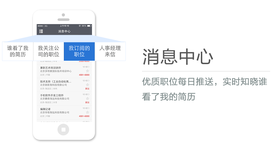 優(yōu)質(zhì)職位每日推送，實時知曉誰看了我的簡歷